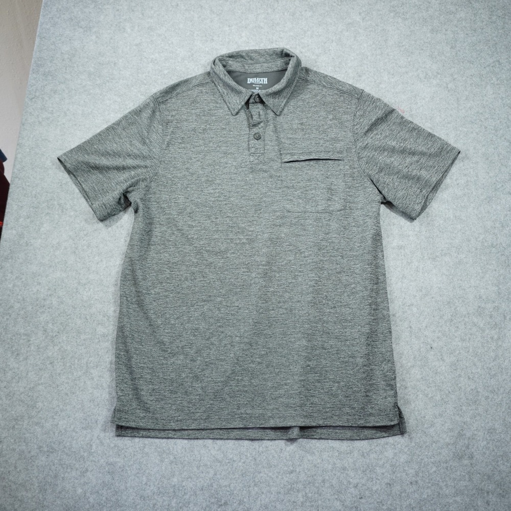 Duluth Trading Co Mens Medium Gray Relaxed Fit Zip Pocket Performance Polo Shirt